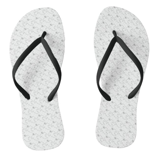 Spooky Ghost Happy Halloween Trick or Treat Design Flip Flops (Footbed)