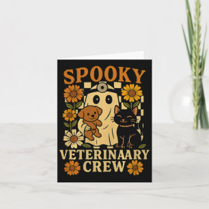 Spooky Ghost Holding Black Cat Dog Veterinarian Card