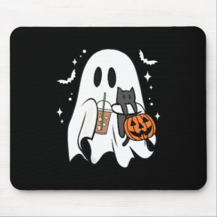 Spooky Ghost Holding Black Cat Halloween Ice Mouse Mat