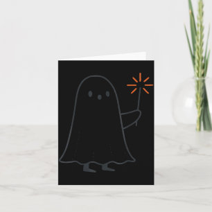 Spooky Ghost Holding Sparkler Halloween Costume Card