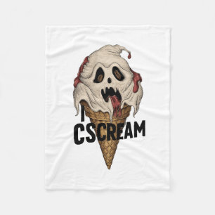Spooky Ghost Ice Cream "I CSCREAM" Fleece Blanket
