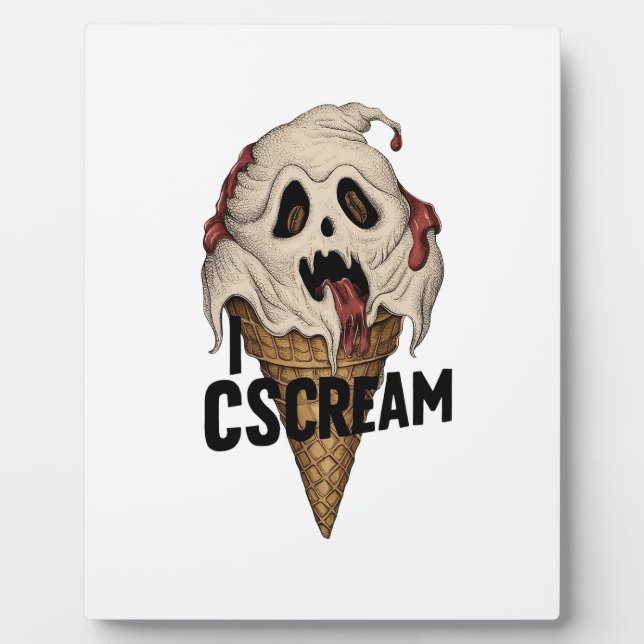 Spooky Ghost Ice Cream "I CSCREAM" Plaque (Front)