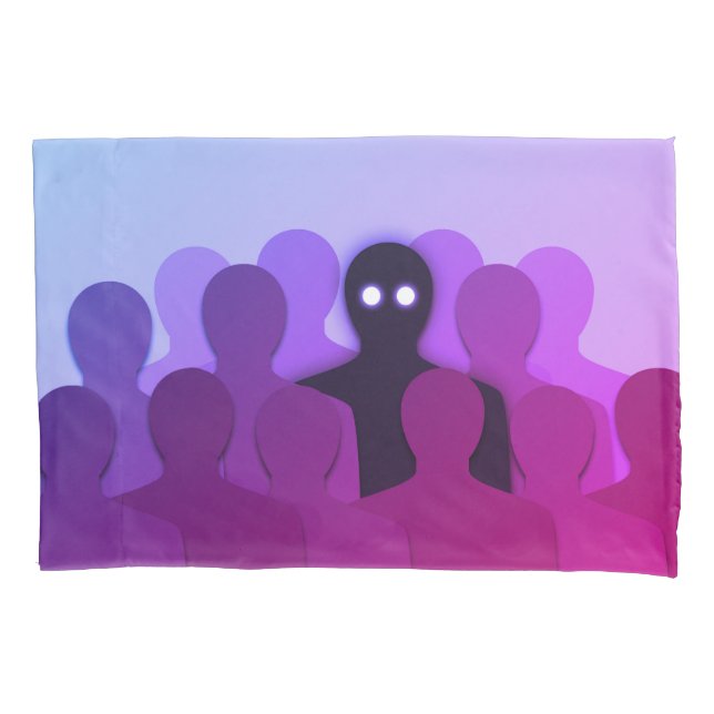 Spooky Ghost In People Crowd Horror Art Pillowcase (Front)