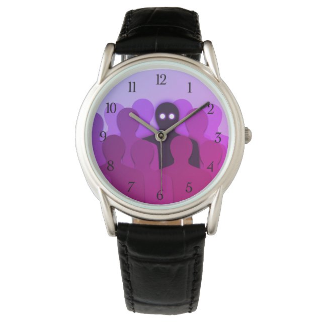 Spooky Ghost In People Crowd Horror Art Watch (Front)