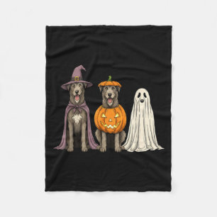 Spooky Ghost Irish Wolfhound Pumpkin Halloween Dog Fleece Blanket
