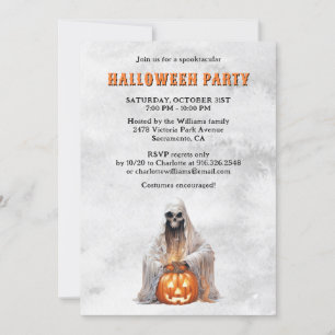 Spooky Ghost Jack O’Lantern Halloween Party Invitation
