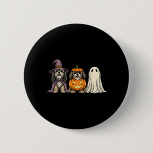 Spooky Ghost Lhasa Apso Pumpkin Halloween Dog 6 Cm Round Badge