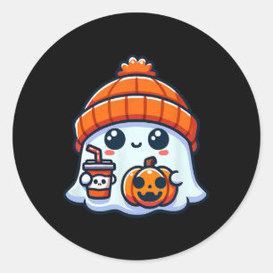 Spooky Ghost Mens Halloween Classic Round Sticker
