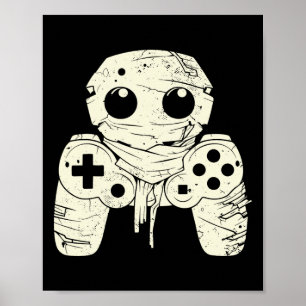 Spooky Ghost Mummy Gaming Controller Halloween Gam Poster