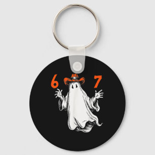 Spooky Ghost Number 67 Halloween Haunted Six Seven Key Ring