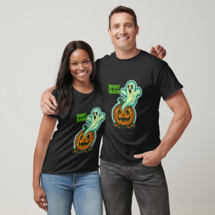 Spooky Ghost Over Pumpkin Jack-O-Lantern T-Shirt