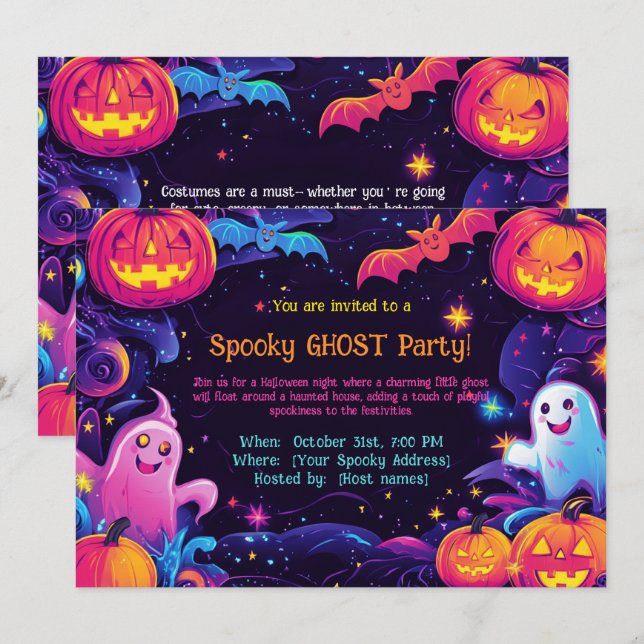 Spooky Ghost Party Invitation (Front/Back)