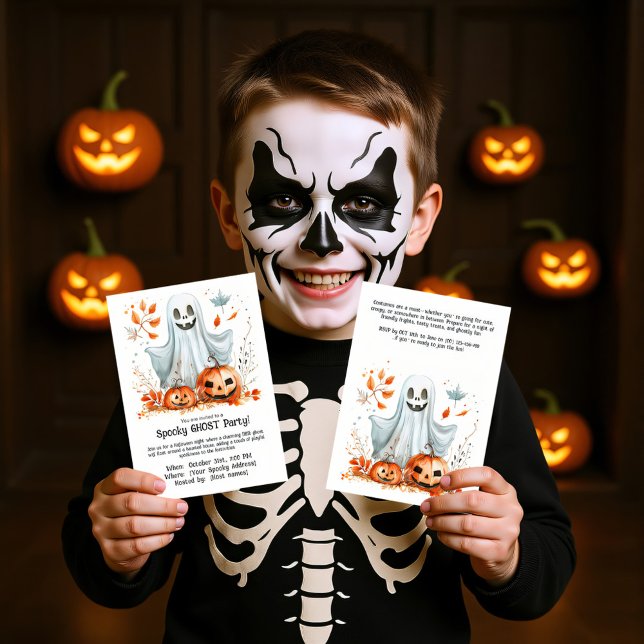 Spooky Ghost Party Invitation (Double sided Spooky Ghost Party Invitation)