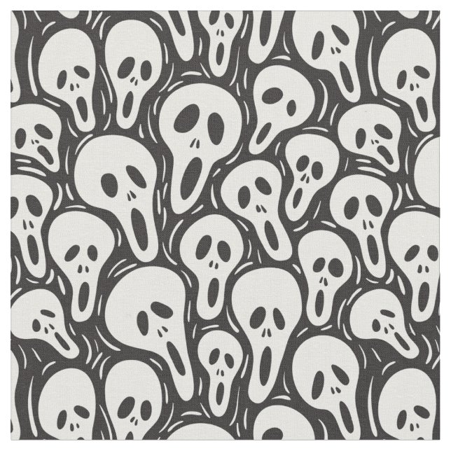 Spooky Ghost Pattern Fabric (Close Up)