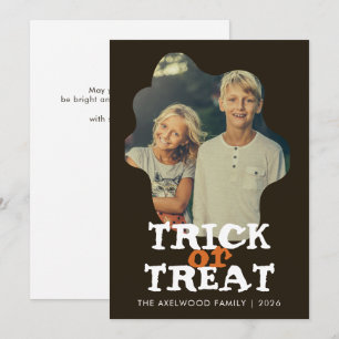 Spooky Ghost Photo Frame Trick or Treat Halloween Holiday Card