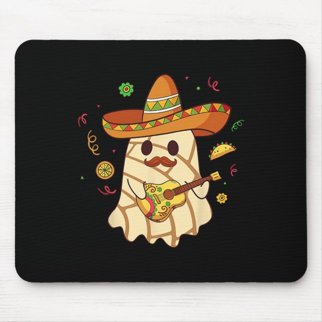 Spooky Ghost Play Guitar Conchas Pan Dulce Hallowe Mouse Mat (Front)