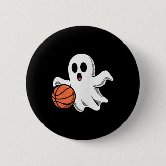 Spooky Ghost Playing Basketball Retro Halloween Co 6 Cm Round Badge