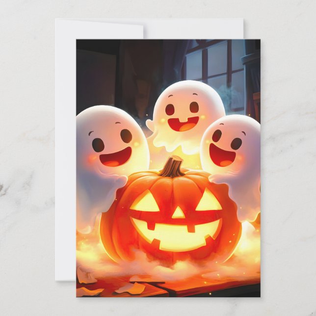 Spooky Ghost Pumpkin Party Glow Announcement (Front)