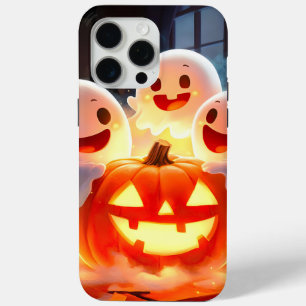 Spooky Ghost Pumpkin Party Glow iPhone 15 Pro Max Case