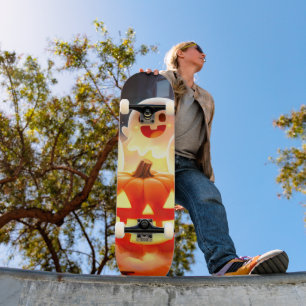 Spooky Ghost Pumpkin Party Glow Skateboard