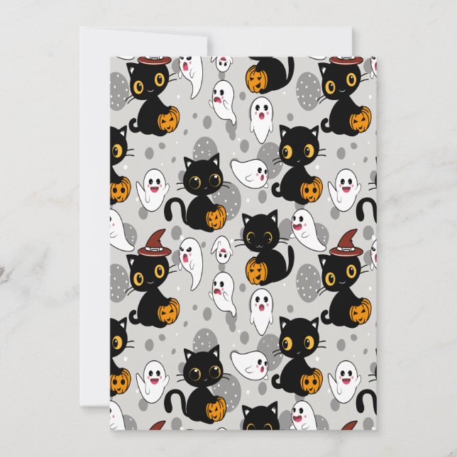 Spooky Ghost Pumpkin Paws Holiday Card (Front)