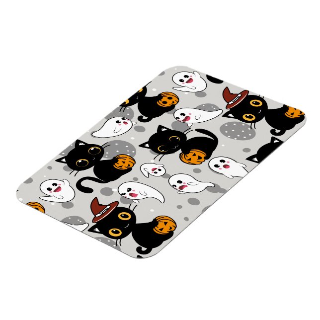 Spooky Ghost Pumpkin Paws Magnet (Left Side)