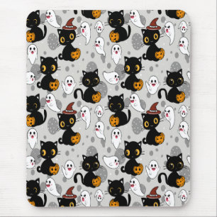 Spooky Ghost Pumpkin Paws Mouse Mat