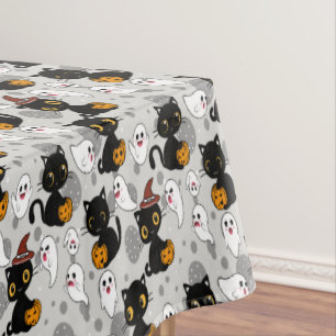 Spooky Ghost Pumpkin Paws Tablecloth