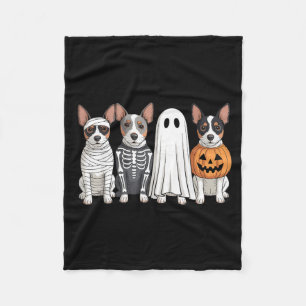 Spooky Ghost Rat Terrier Pumpkin Halloween Dog Fleece Blanket