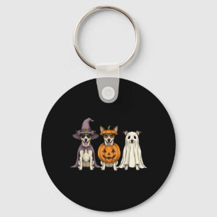 Spooky Ghost Rat Terrier Pumpkin Halloween Dog Key Ring