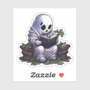 Spooky Ghost Reading A Book Funny Bookworm Reading