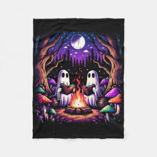 Spooky Ghost Reading Book Cottagecore Teacher Fleece Blanket