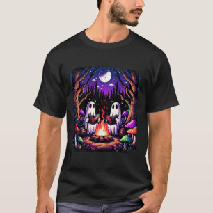 Spooky Ghost Reading Book Cottagecore Teacher  T-Shirt