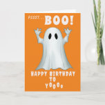 Spooky ghost retro halloween Birthday Card<br><div class="desc">Spooky ghost retro halloween birthday card.

Cute retro BOO! ghost.

Customisable inside.

Please check out our range of fun,  colourful,  exciting cards in a variety of themes !</div>