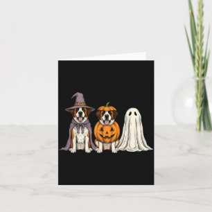 Spooky Ghost Saint Bernard Pumpkin Halloween Dog Card