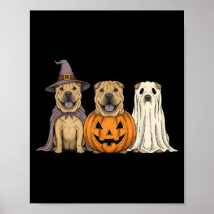 Spooky Ghost Shar Pei Pumpkin Halloween Dog Lover Poster