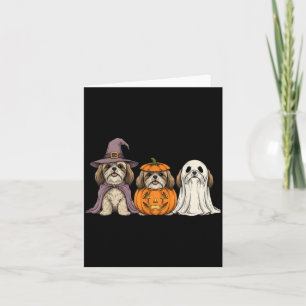 Spooky Ghost Shih Tzu Pumpkin Halloween Dog Lover Card