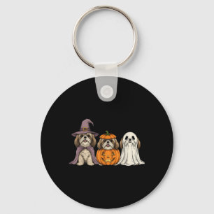 Spooky Ghost Shih Tzu Pumpkin Halloween Dog Lover Key Ring