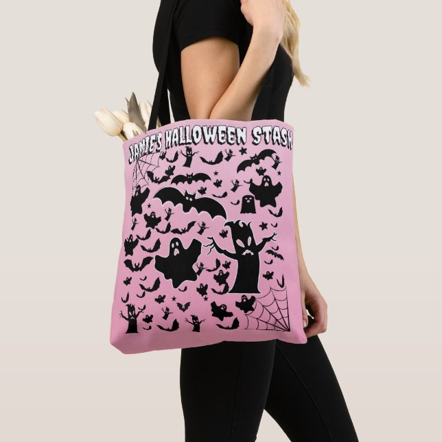 Spooky Ghost Silhouette Stash Art Tote Bag (Close Up)