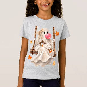 Spooky Ghost Swing Silly Goose Halloween Fall T-Shirt