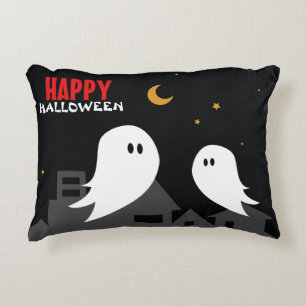 Spooky ghost town halloween cartoon  decorative cushion