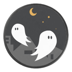Spooky ghost town halloween cartoon hockey puck