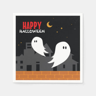Spooky ghost town halloween cartoon napkin