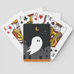 Spooky ghost town halloween cartoon playing cards