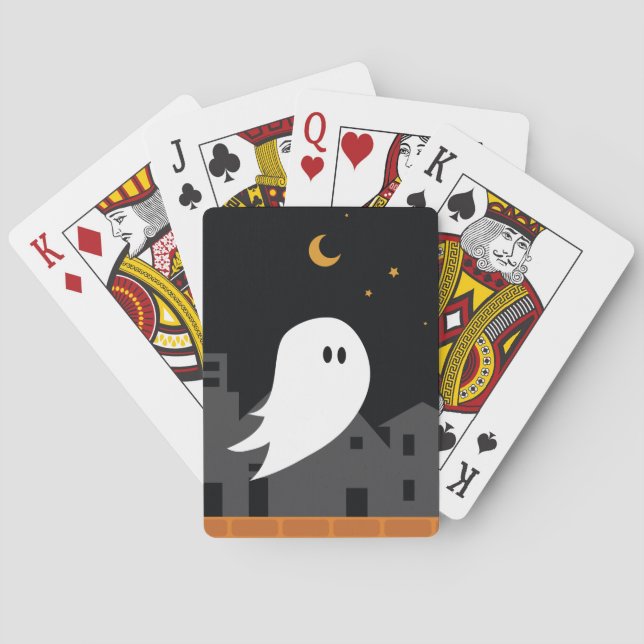 Spooky ghost town halloween cartoon  playing cards (Back)
