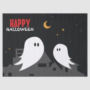 Spooky ghost town halloween cartoon tissue paper