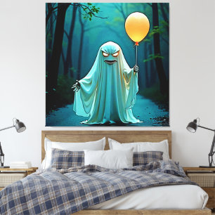 Spooky Ghost with Eerie Balloon Canvas Print