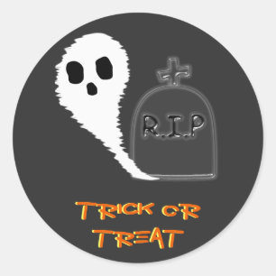 Spooky Ghost With Grave Halloween Sticker