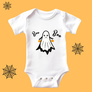 Spooky ghost with pumpkins baby bodysuit