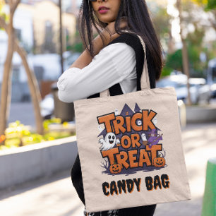 Spooky ghosts and pumpkins on Halloween Tote Bag